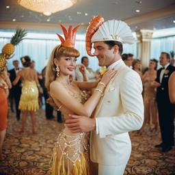 Ballroom dancing, lobster and octopus headdresses (surreal), FFF Cruises: Voyage 01 · FFF\CRS\008\010