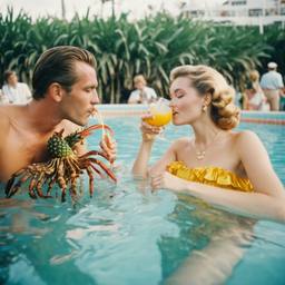 Cocktails from pineapples in the pool (surreal), FFF Cruises: Voyage 01 · FFF\CRS\015\002