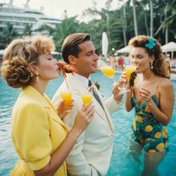 Cocktails from pineapples in the pool (surreal), FFF Cruises: Voyage 01 · FFF\CRS\015\003