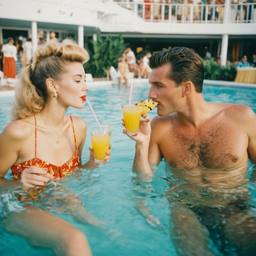 Cocktails from pineapples in the pool (surreal), FFF Cruises: Voyage 01 · FFF\CRS\015\004