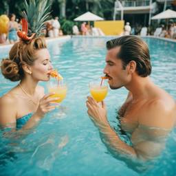 Cocktails from pineapples in the pool (surreal), FFF Cruises: Voyage 01 · FFF\CRS\015\007