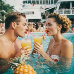 Cocktails from pineapples in the pool (surreal), FFF Cruises: Voyage 01 · FFF\CRS\015\009
