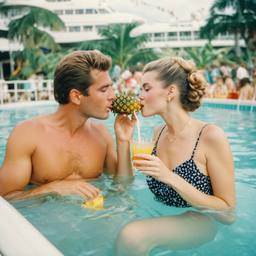 Cocktails from pineapples in the pool (surreal), FFF Cruises: Voyage 01 · FFF\CRS\015\010