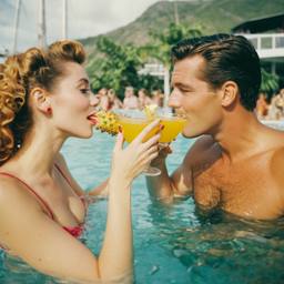 Cocktails from pineapples in the pool (surreal), FFF Cruises: Voyage 01 · FFF\CRS\015\011