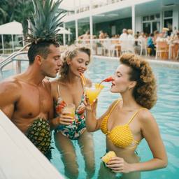 Cocktails from pineapples in the pool (surreal), FFF Cruises: Voyage 01 · FFF\CRS\015\012