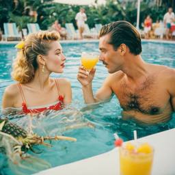 Cocktails from pineapples in the pool (surreal), FFF Cruises: Voyage 01 · FFF\CRS\015\014