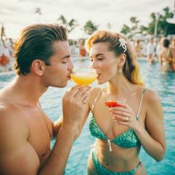 Cocktails from pineapples in the pool (surreal), FFF Cruises: Voyage 01 · FFF\CRS\015\018