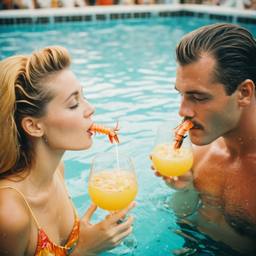 Cocktails from pineapples in the pool (surreal), FFF Cruises: Voyage 01 · FFF\CRS\015\019