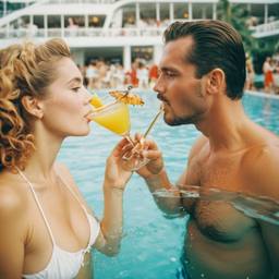 Cocktails from pineapples in the pool (surreal), FFF Cruises: Voyage 01 · FFF\CRS\015\020