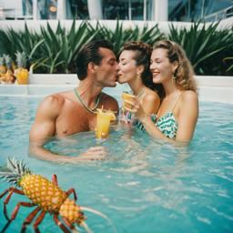 Cocktails from pineapples in the pool (surreal), FFF Cruises: Voyage 01 · FFF\CRS\015\021