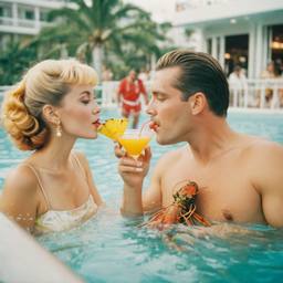 Cocktails from pineapples in the pool (surreal), FFF Cruises: Voyage 01 · FFF\CRS\015\022