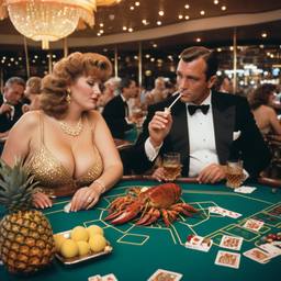 The casino, lobsters on the tables (surreal), FFF Cruises: Voyage 01 · FFF\CRS\018\003