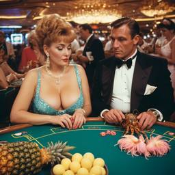 The casino, lobsters on the tables (surreal), FFF Cruises: Voyage 01 · FFF\CRS\018\007