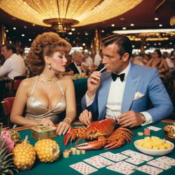 The casino, lobsters on the tables (surreal), FFF Cruises: Voyage 01 · FFF\CRS\018\009