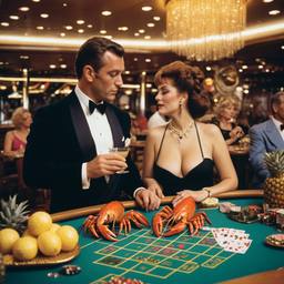 The casino, lobsters on the tables (surreal), FFF Cruises: Voyage 01 · FFF\CRS\018\010