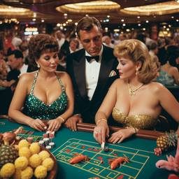 The casino, lobsters on the tables (surreal), FFF Cruises: Voyage 01 · FFF\CRS\018\014