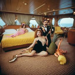 The Captain in bed with mermaid dancers, FFF Cruises: Voyage 01 · FFF\CRS\020\022