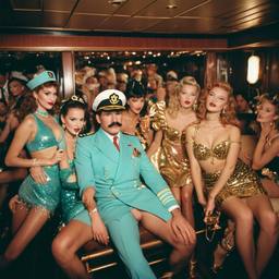 The Captain in bed, cap and uniform, FFF Cruises: Voyage 01 · FFF\CRS\021\001
