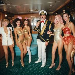 The Captain in bed, cap and uniform, FFF Cruises: Voyage 01 · FFF\CRS\021\003