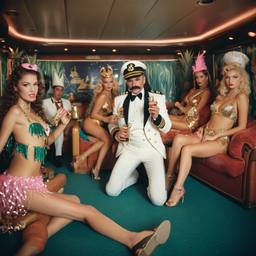 The Captain in bed, cap and uniform, FFF Cruises: Voyage 01 · FFF\CRS\021\015