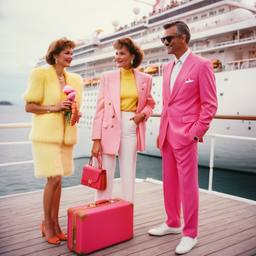 Pink furry suitcases on the dock, FFF Cruises: Voyage 01 · FFF\CRS\031\002