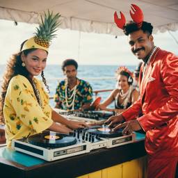The Captain in the DJ booth on deck, FFF Cruises: Voyage 01 · FFF\CRS\032\004