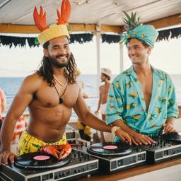 The Captain in the DJ booth on deck, FFF Cruises: Voyage 01 · FFF\CRS\032\005