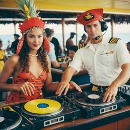 The Captain in the DJ booth on deck, FFF Cruises: Voyage 01 · FFF\CRS\032\007