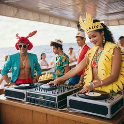 The Captain in the DJ booth on deck, FFF Cruises: Voyage 01 · FFF\CRS\032\010
