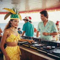 The Captain in the DJ booth on deck, FFF Cruises: Voyage 01 · FFF\CRS\032\011
