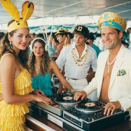 The Captain in the DJ booth on deck, FFF Cruises: Voyage 01 · FFF\CRS\032\012
