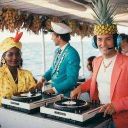 The Captain in the DJ booth on deck, FFF Cruises: Voyage 01 · FFF\CRS\032\013