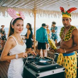 The Captain in the DJ booth on deck, FFF Cruises: Voyage 01 · FFF\CRS\032\014