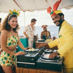 The Captain in the DJ booth on deck, FFF Cruises: Voyage 01 · FFF\CRS\032\018