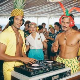 The Captain in the DJ booth on deck, FFF Cruises: Voyage 01 · FFF\CRS\032\019