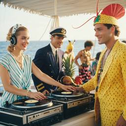 The Captain in the DJ booth on deck, FFF Cruises: Voyage 01 · FFF\CRS\032\020