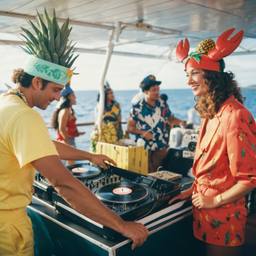 The Captain in the DJ booth on deck, FFF Cruises: Voyage 01 · FFF\CRS\032\024