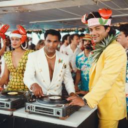 The Captain in the DJ booth on deck, FFF Cruises: Voyage 01 · FFF\CRS\032\026