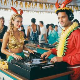 The Captain in the DJ booth on deck, FFF Cruises: Voyage 01 · FFF\CRS\032\027