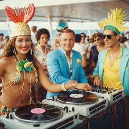 The Captain in the DJ booth on deck, FFF Cruises: Voyage 01 · FFF\CRS\032\030