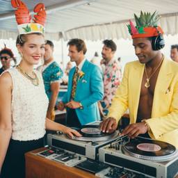 The Captain in the DJ booth on deck, FFF Cruises: Voyage 01 · FFF\CRS\032\033