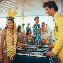 The Captain in the DJ booth on deck, FFF Cruises: Voyage 01 · FFF\CRS\032\035