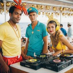 The Captain in the DJ booth on deck, FFF Cruises: Voyage 01 · FFF\CRS\032\037