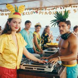 The Captain in the DJ booth on deck, FFF Cruises: Voyage 01 · FFF\CRS\032\038