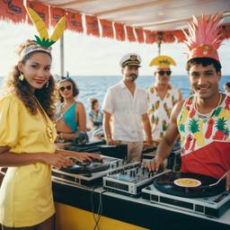 The Captain in the DJ booth on deck, FFF Cruises: Voyage 01 · FFF\CRS\032\040