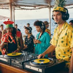 The Captain in the DJ booth on deck, FFF Cruises: Voyage 01 · FFF\CRS\032\041