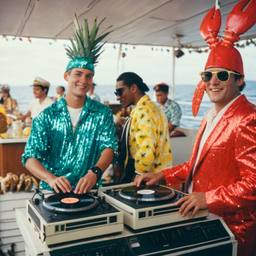 The Captain in the DJ booth on deck, FFF Cruises: Voyage 01 · FFF\CRS\032\042
