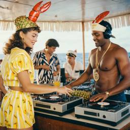 The Captain in the DJ booth on deck, FFF Cruises: Voyage 01 · FFF\CRS\032\043