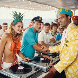 The Captain in the DJ booth on deck, FFF Cruises: Voyage 01 · FFF\CRS\032\045