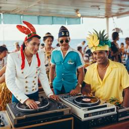 The Captain in the DJ booth on deck, FFF Cruises: Voyage 01 · FFF\CRS\032\047